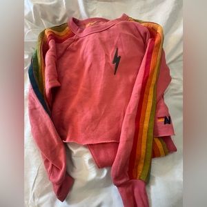 Aviator Nation Cropped Sweatshirt Pink Size XS